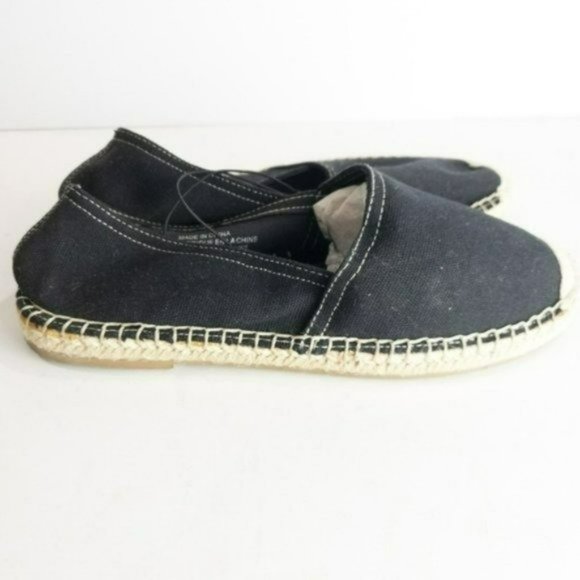 UO Black Canvas Espadrille Flats -8 - Picture 3 of 4